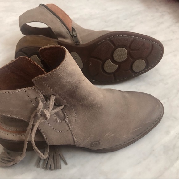 Born Chunky Heel Slingback Zip Side Open Heel light Suede Bootie Boot Size 7.5M - Picture 2 of 8